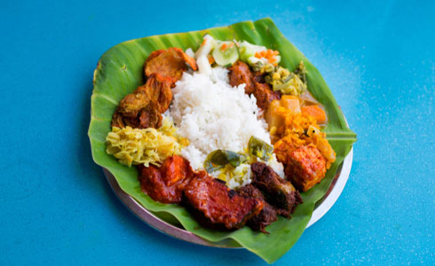 Food Served on Banana Leaf