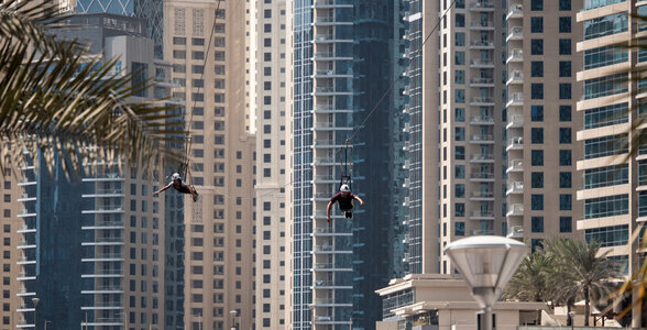 Go on a zip line across Dubai Marina