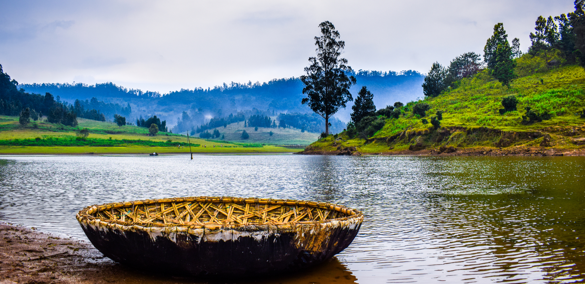 A coracle on a lake in Kodaikanal