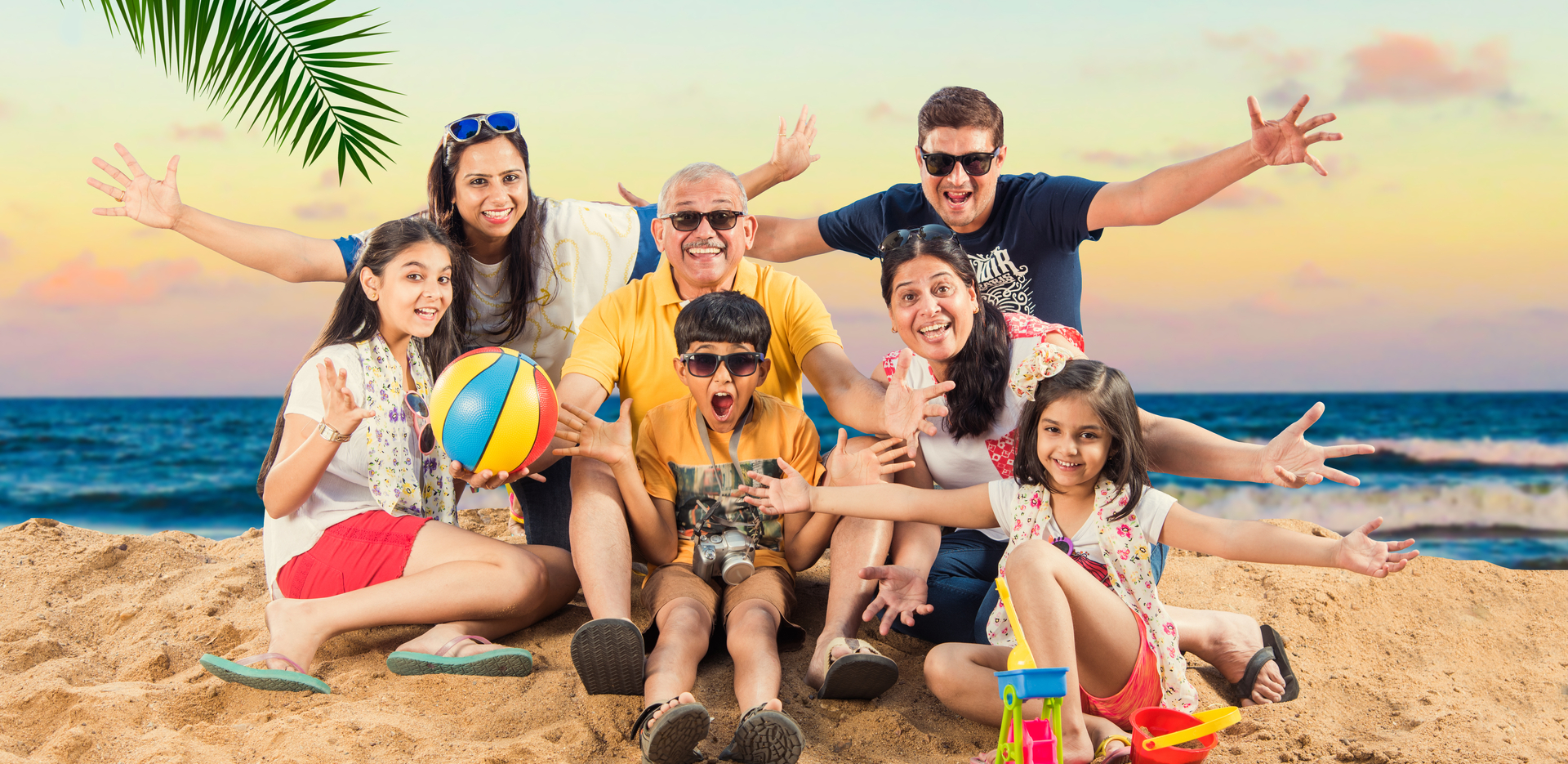 Family enjoying at beach